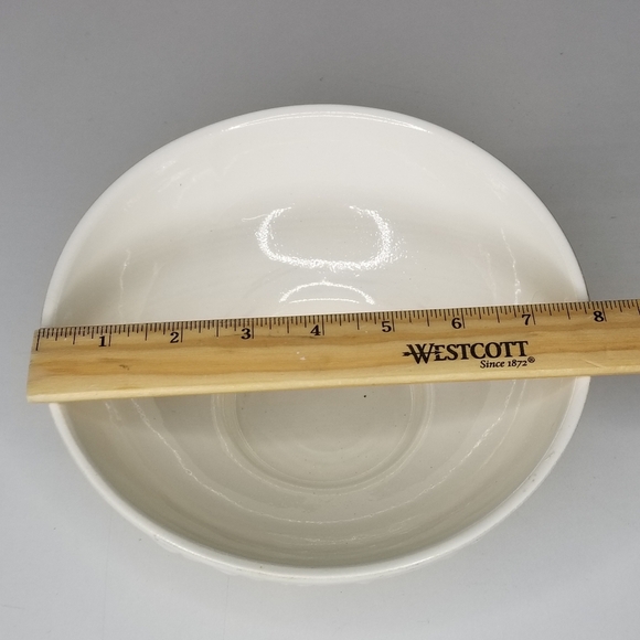 Haeger 102 Pedestal Bowl Beige Cream Tan Embossed Scroll Leaf Pattern USA - Picture 10 of 12